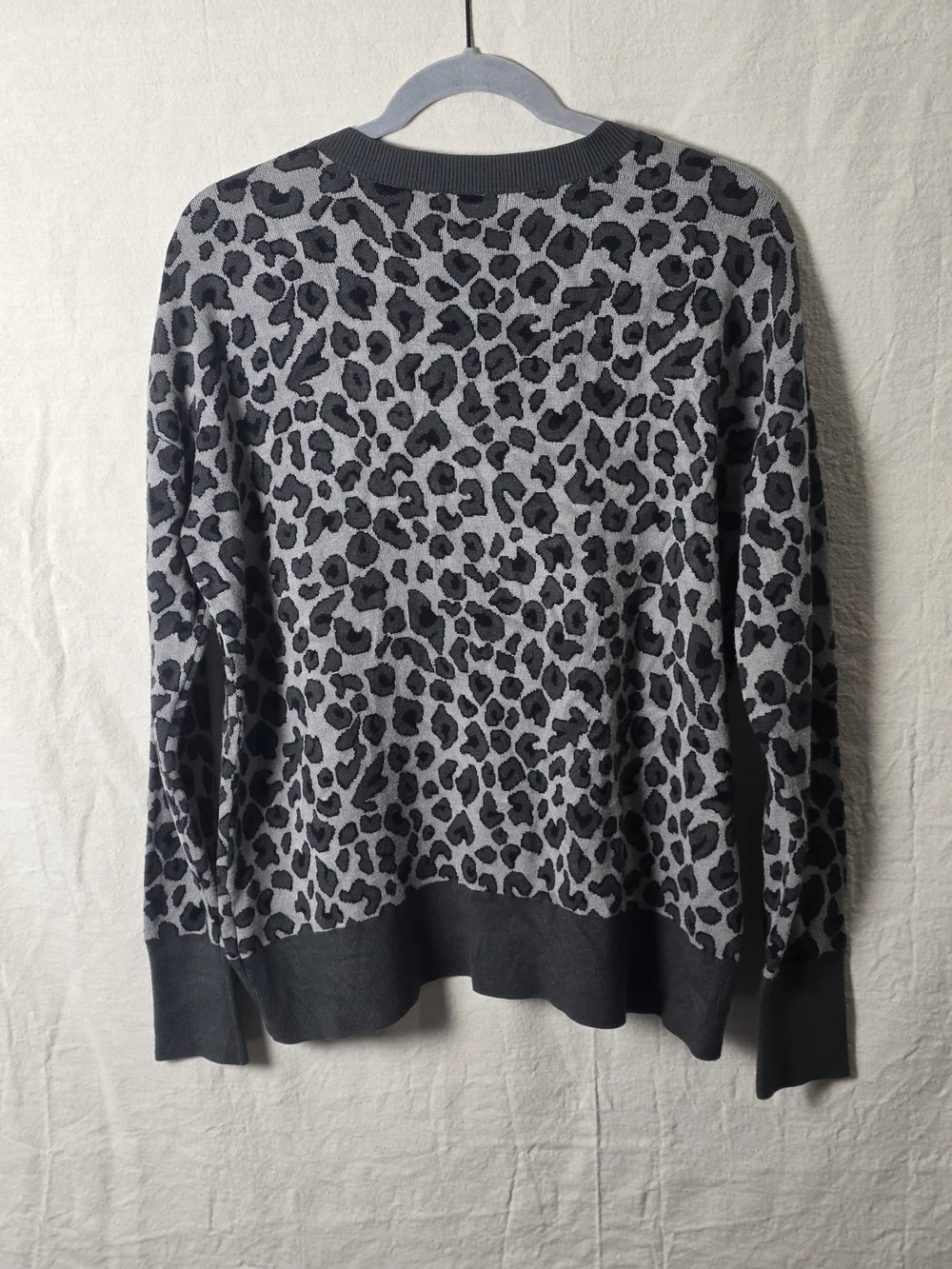 Isaac Mizrahi Black and Gray Leopard Crewneck Sweater